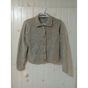 Cozy Grey Cropped Cardigan - Size M